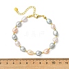 Natural Cultured Freshwater Pearl & Brass Beaded Bracelets for Women BJEW-JB13745-4