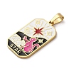 Ion Plating(IP) 304 Stainless Steel Enamel Pendants STAS-Q003-01G-015-3