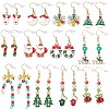 SUNNYCLUE 12 Pairs 12 Style Christmas Theme Alloy Dangle Earrings EJEW-SC0001-33-2