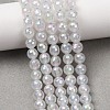 Electroplated Natural Agate Beads Strands G-B191-A07-6mm-01-1