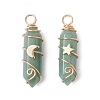 2Pcs 2 Styles Natural Green Aventurine Double Terminated Pointed Pendants PALLOY-JF03122-02-1