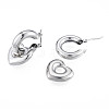 Brass Heart Dangle Hoop Earrings for Women EJEW-N011-86P-1