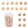 Fashewelry 90Pcs 9 Patterns Natural Theaceae Wood Beads WOOD-FW0001-05-1