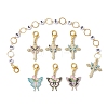 7Pcs Cross & Butterfly Alloy Enamel Knitting Row Counter Chains & Locking Stitch Markers Kits HJEW-JM01336-1