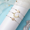 3Pcs 3 Styles Moon & Star & Sun Glass Seed Braided Beaded Bracelet Sets for Women BJEW-MZ00128-2