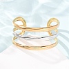 29.5MM Duo Tone 304 Stainless Steel 3-Line Hollow Open Cuff Bangles SA-CBA725A-09GP-1