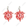 Handmade Glass Seed Beads Leaf Dangle Earrings EJEW-FS00097-1