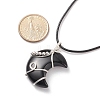 Natural Obsidian Crescent Moon Pendant Necklace NJEW-TA00032-03-7