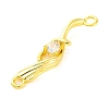 Brass Pave Clear Cubic Zirconia Connector Charms KK-Z051-03G-2