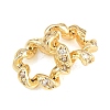 Twist Brass Clear Cubic Zirconia European Beads KK-B186-08G-2
