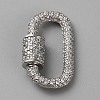 Brass Micro Pave Clear Cubic Zirconia Screw Carabiner Lock Charms DIY-WH0064-18P-1
