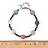 Round Natural Mixed Stone and Black Bicone Glass Beaded Bracelets for Women BJEW-TA00752-4