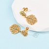 304 Stainless Steel Dangle Leaf Stud Earrings EJEW-F393-05G-3