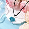 3D Heart Glass Seed Beads Pendant Necklaces NJEW-MZ00046-01-2