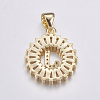 Long-Lasting Plated & Rack Plating Brass Micro Pave Cubic Zirconia Letter Pendants X-ZIRC-A007-03J-G-2