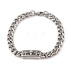 304 Stainless Steel Viking Rectangle with Cross Skull Link Chain Bracelets for Men BJEW-B096-49A-1