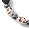 Halloween Skull Synthetic Turquoise & Round Lava Rock & Synthetic Non-Magnetic Hematite Beaded Stretch Bracelets for Women BJEW-JB10656-01-2