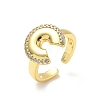 Brass Micro Pave Cubic Zirconia Open Cuff Rings RJEW-V009-11G-4