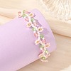 Flower Seed Bead Beaded Bracelet Sets with Cherry Quartz Glass for Women BJEW-MZ00350-02-2