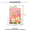 304 Stainless Steel with Pink Enamel Pendants SA-OY003-67G-2