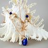 Alloy Starfish Coconut Tree & Oval Resin Pendant Double Layer Necklaces FS-WGC9AA5-01-4