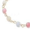 3Pcs Natural Morganite & Brass Beads Link Chain Bracelets for Women BJEW-JB12595-4
