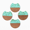 Transparent Resin & Walnut Wood Pendants X-RESI-S389-001A-B03-1
