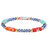 Dyed Synthetic Imperial Jasper Cuboid & Faceted Rondelle Dyed White Jade & Round Brass Beaded Stretch Bracelets QY8342-6-1
