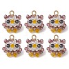 Faceted Round Natural Black Spinel and Glass Beaded Animal Pendants PALLOY-MZ01178-2