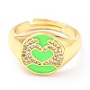 Adjustable Real 18K Gold Plated Brass Enamel Finger Ringss RJEW-L071-27G-2