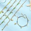 Ocean Faceted Rondelle Electroplate Glass 2-Strand 304 Stainless Steel Sea Animals Charm Anklets for Women AJEW-AN00793-1