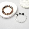 Natural Grey Agate Round Beaded Stretch Bracelet BJEW-SW00077-11-2