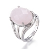 Adjustable Faceted Natural Rose Quartz Finger Rings RJEW-I068-B08-1-1