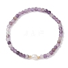 Natural Mixed Gemstone Cube Beads Stretch Bracelets for Women BJEW-JB13179-4