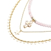 3Pcs 3 Style Natural Rose Quartz Cross & Star Pendant Necklaces Set with Brass Chains NJEW-JN04032-2