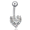 Brass Cubic Zirconia Belly Rings WGBA42D-03-2