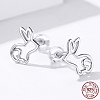 Anti-Tarnish Rhodium Plated 925 Sterling Silver Bunny Stud Earrings EJEW-FF0009-08P-8