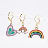  8Pcs 8 Style Rainbow & Cloud & Heart Enamel Dangle Leverback Earrings for Women HJEW-NB0001-35-5