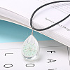 Transparent Glass Inner Dried Flower Teardrop Pendant Black Waxed Cord Necklaces WG346B2-03-1