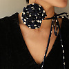 Polka Dot Pattern Fabric Rose Tie Choker Necklaces for Women NJEW-Z022-01B-1