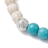 8mm Round Two Tone Synthetic Turquoise Beaded Stretch Bracelets BJEW-JB10659-4