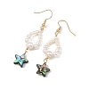 Shell Pearl & Abalone Shell/Paua Shell Beads Dangle Earrings EJEW-JE07314-01-4