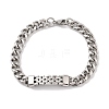 Ion Plating(IP) 304 Stainless Steel Curved Rectangle Link Chain Bracelets for Men BJEW-B096-47A-AS-1