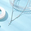 Cross 304 Stainless Steel Pendant Necklaces NJEW-JN05200-02-1