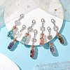 7Pcs 7 Styles Chakra Natural & Synthetic Gemstone Chip Beads inside Glass Wishing Bottle Pendant Decorations HJEW-JM02344-2