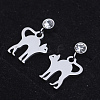 201 Stainless Steel Kitten Dangle Stud Earrings LS-EJEW-T008-JN744-1