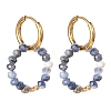 Round Faceted Natural Mixed Gemstone Hoop Earrings for Girl Women EJEW-JE04612-4