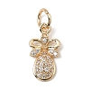 Brass Micro Pave Cubic Zirconia Charms KK-C133-03G-G-1