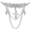 Heart with Angel Wings Alloy Full Crystal Rhinestone Hanging Chain Brooch PW-WGB7AF1-02-1