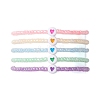 5Pcs 5 Colors Heart Acrylic & Glass Seed Beaded Stretch Bracelet Sets BJEW-JB10476-2